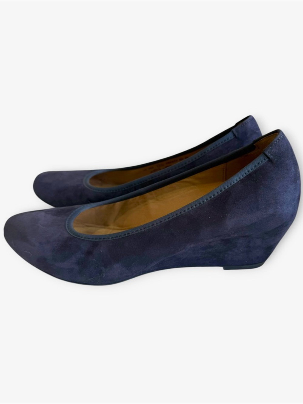 Gabor Saccetto Suede Wedge Heels Navy Blue Sz 8